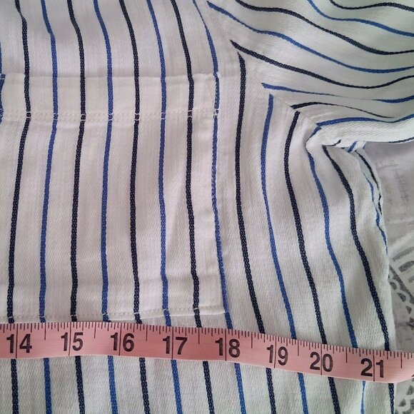 Liz Claiborne Blouse-y Blue Striped Long Sleeve Buttoned Shirt Blouse Size L - Picture 7 of 8